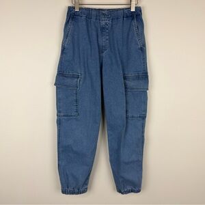 Uniqlo Unisex Kids Denim Cargo Jogger Pants Elastic Waist Size 11–12